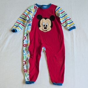 disney baby mickey mouse zippered footless sleeper jumpsuit pajamas 24 months